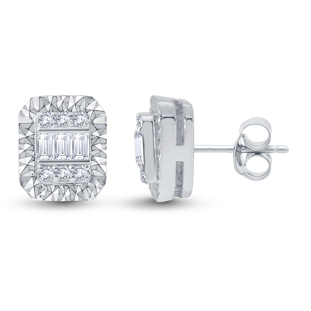 0.22 Karat IDL Sertifikalı Pırlanta Baget Küpe