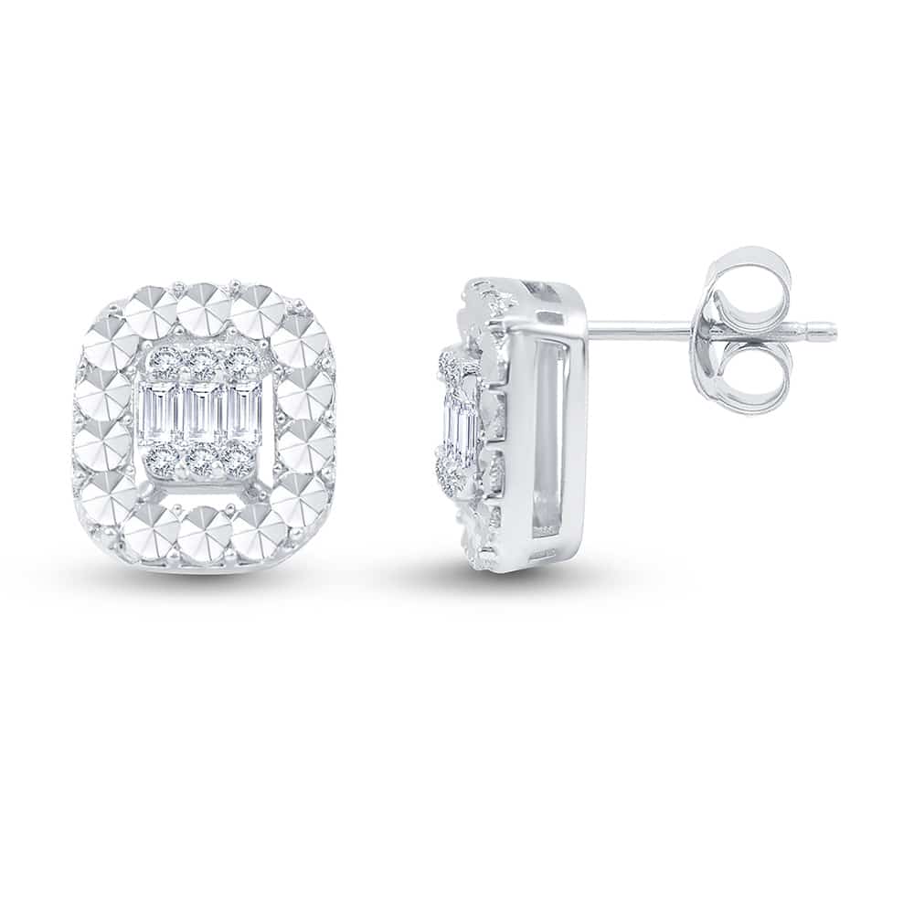 0.27 Karat IDL Sertifikalı Pırlantalı Baget Küpe