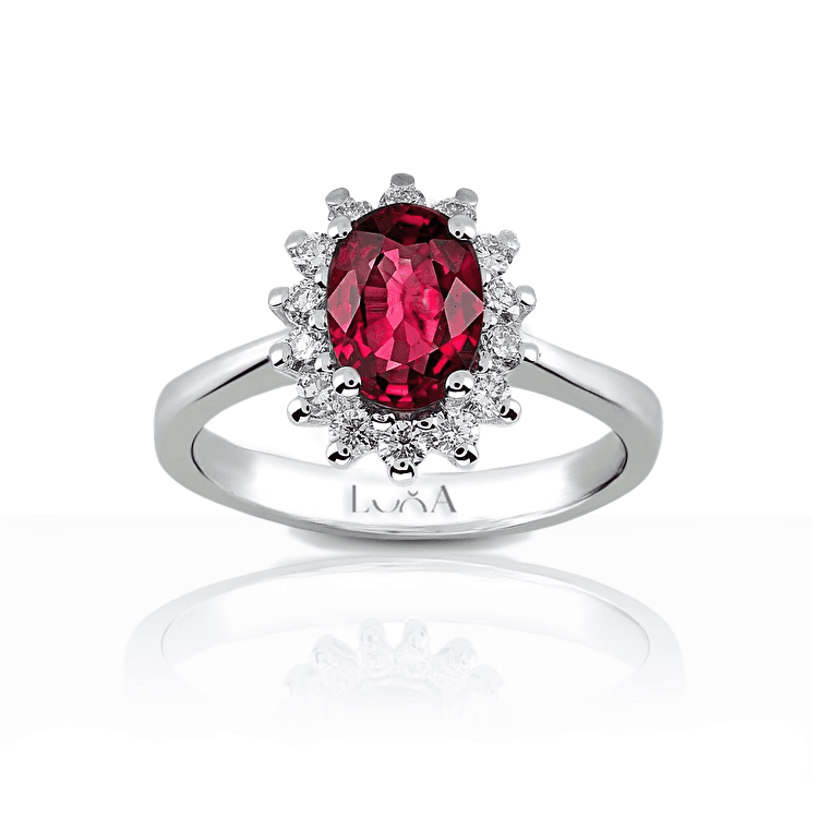 1.50 Karat IDL Sertifikalı Pırlanta Oval Yakut Yüzük