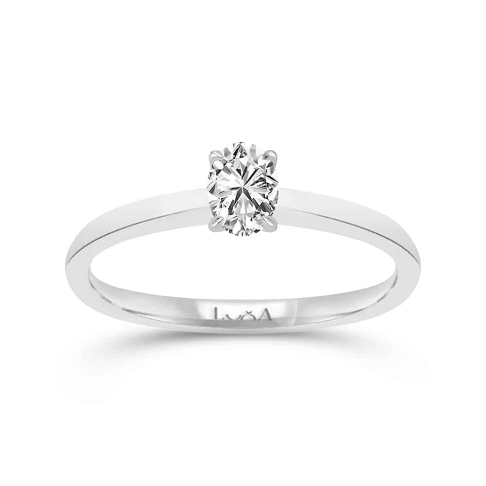 0.40 Karat IDL Sertifikalı F SI Oval Tektaş Pırlanta Yüzük